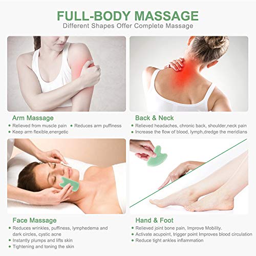 Image of airogym Guasha Massage Tool, 5 PCS Guasha Stone Scraping Massage Sets for Face, Massage Stone Board for SPA Acupuncture Physical Therapy, Massaging Sore Muscles Points Puffiness Edema Arthritis