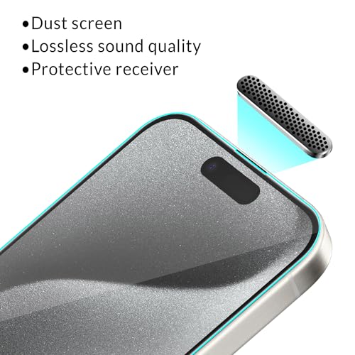 Image of ArmourPro Military-Grade Borderless Tempered Glass for iPhone 15 Pro (6.1 Inches) with Edge to Edge Protector Coverage, Cable Protector and Easy Installation Kit | Anti Dust Mesh Filter