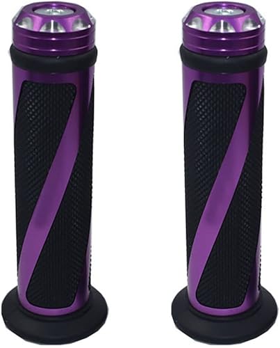 Miniatura 3 de Par de empuñaduras universales para manillar de motocicleta con agarre izquierdo de 78 pulgadas y agarre derecho de 1 pulgada (morado)