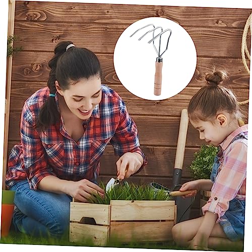 Herramienta cultivadora de jardín con mango de madera miniatura 2