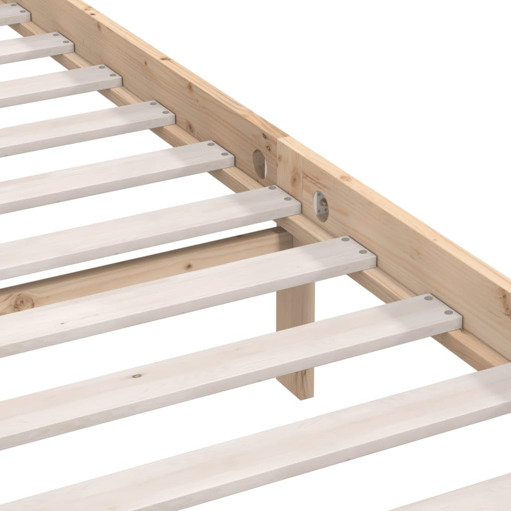 Marco de cama sin colchón de madera maciza (160 x 200 cm, cama de plataforma con soporte de listones de montaje fácil para dormitorio, adultos -C