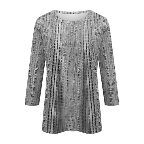 3/4 Sleeve Tops for Women 2025 Fall Clothes Winter Plus Size Round Neck Floral Print Tees Casual Loose Fit Blouses2