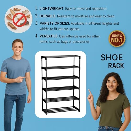Image of NextZen Shoe Rack 6 Layer Multipurpose Shoe Stand & Organizer Rack | Premium Plastic Multipurpose Shoe, Cloth & Book Storage Shelf for Home, Balcony, Living Room & Workspace