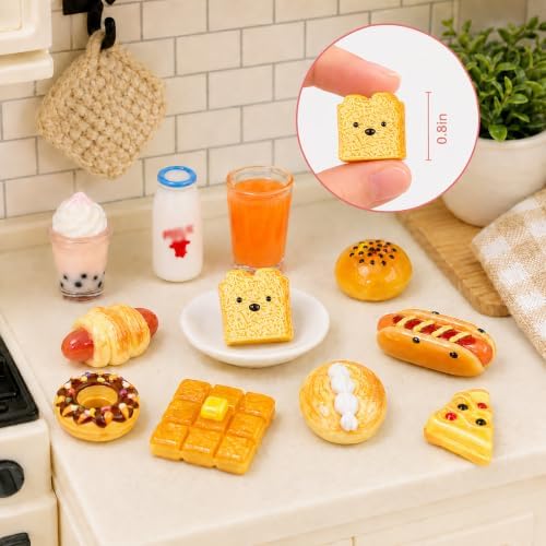 60Pcs Mini Resin Food Toys Dollhouse Accessories for Kitchen Pretend Play Set - 4