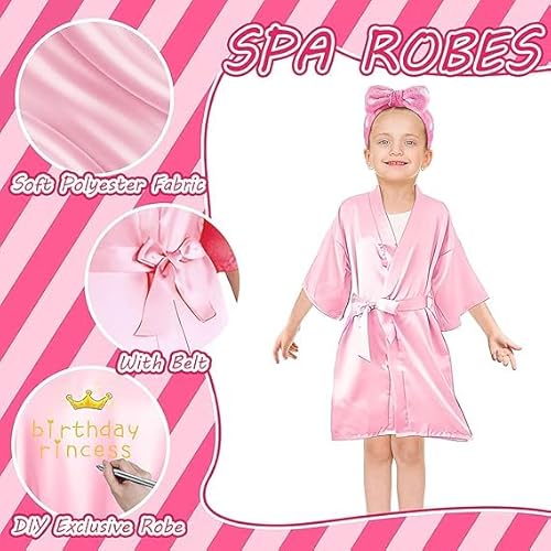 KDXBQ 30 Stück Spa-Party-Set für Mädchen 10 Kimono-Bademäntel mit V-Ausschnitt, 10 weiche Spa-Stirnbänder, 10 Paar Einweg-Schaumstoff-Slipper (DE/NL/SE/PL, Alter, Einheitsgröße, Regular, 12)