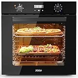 Hobsir Einbauofen 60cm, 60L Großraum-Backofen mit 9 Funktionen