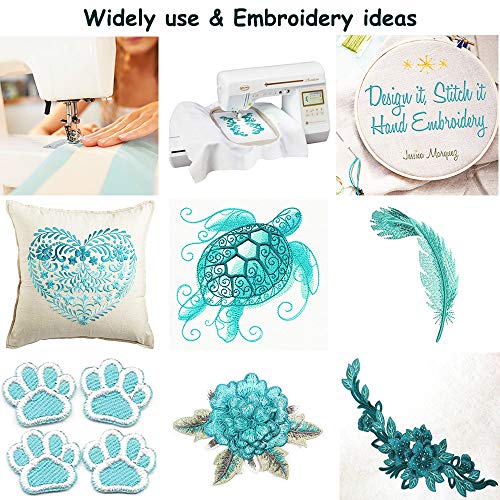 Set Of 4 Embroidery Thread Light Cyan Turquoise Teal Polyester Huge Spool 3608 Yards (3300M) Each For Home Embroidery And Sewing Machines – Acraft #TOP5