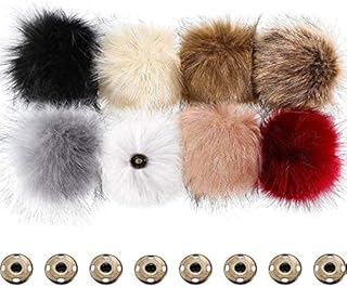 Boao Faux Fur Fluffy Pompom Ball for hat with Removable Press Button for Knitting Hat Shoes Scarves Bag (Black, White, Gray, Brown, Creamy White, Khaki, Pink, Wine Red)