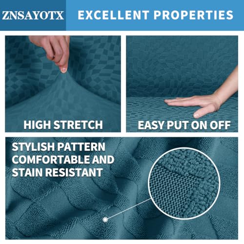 Image of ZNSAYOTX Sofa Recliner Cover 8-Piece (69 inch-91 inch) Super Soft Recliner Couch Covers with Big Pocket & Anti Slip Ties Stay in Place, Stretch Lazy Boy Reclining Couch Sofa Slipcover Durable Washable, Teal