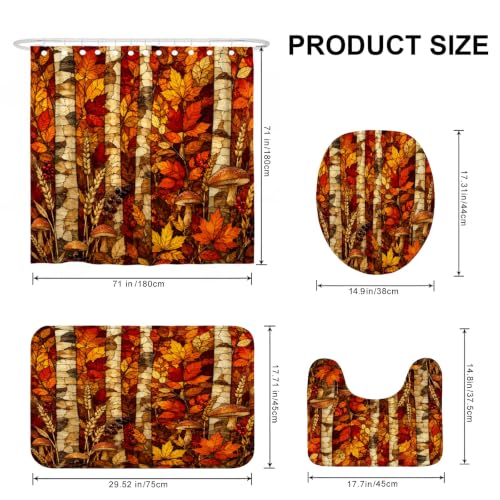 Ensemble de rideaux de douche automne orange style nature rustique