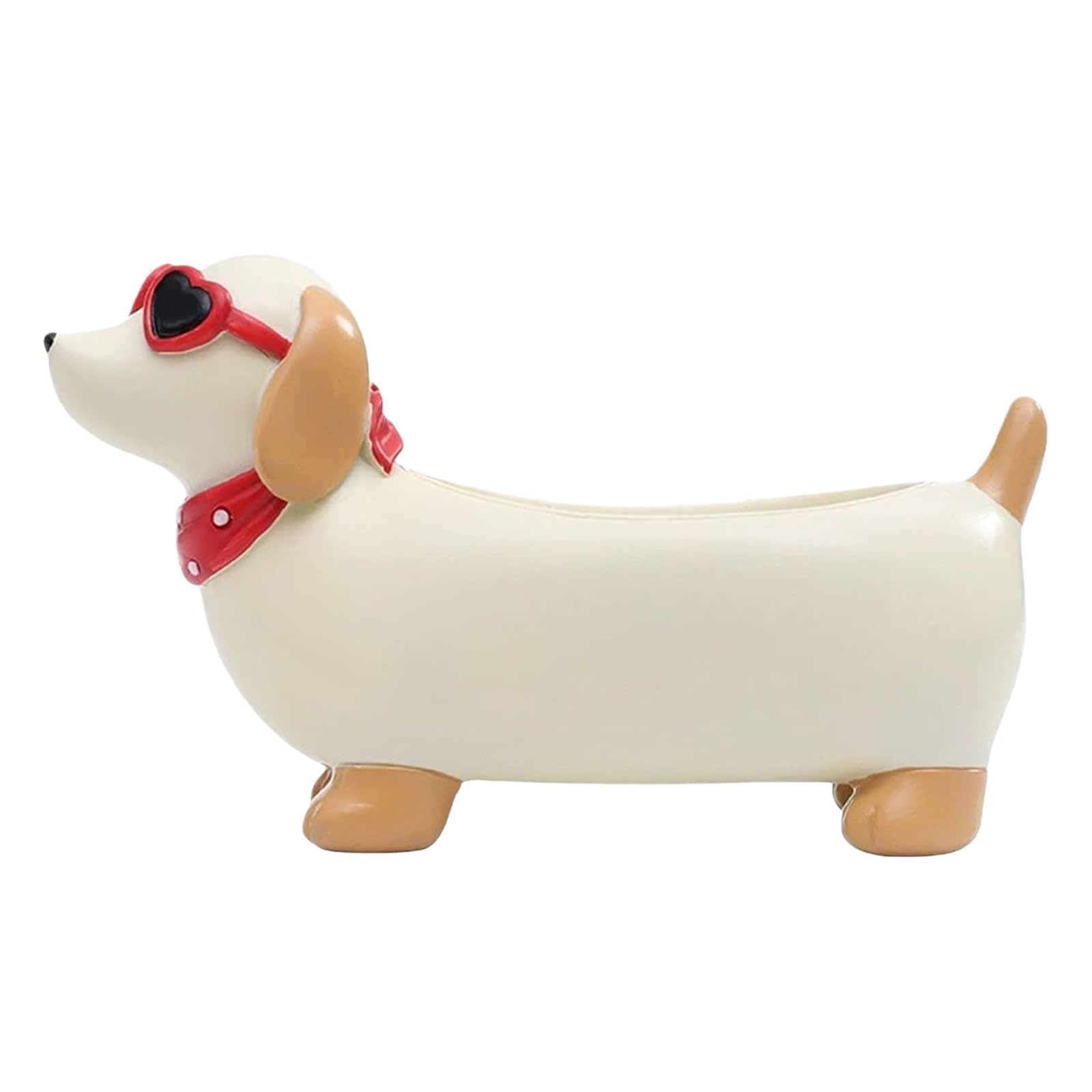 EcoGleam Cute Dachshund Resin Succulent Planter Resin Handicrafts Ornament Gift Adorable Dog-Shaped Flower Pot Funny Little Dog Flowerpot for Garden Indoor/Outdoor Decor (White)