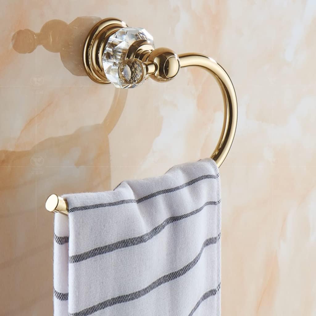 LSLYTQ Bathroom European-Style Crystal Towel Ring, Rose Gold Towel Rack, Bathroom Storage Hardware Towel Hanger, Towel Holder