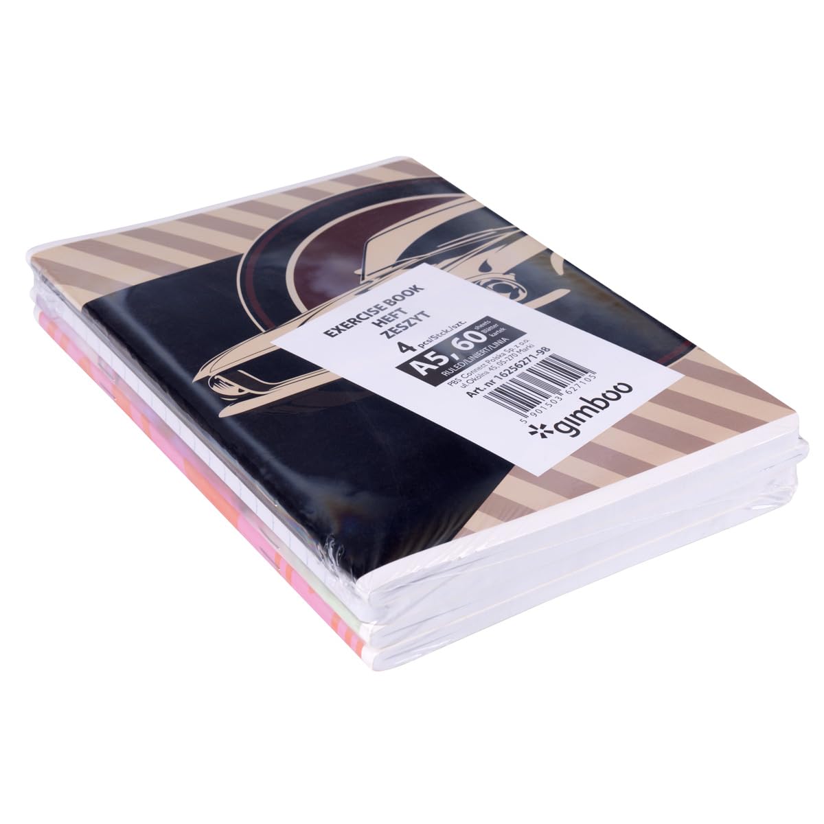 Zeszyt szkolny/format A5 60/60 arkuszy w linie/mieszane, 4 sztuki w opakowaniu, różne motywy, dla dzieci na rozpoczęcie szkoły podstawowej, z marginesem/białe kartki
