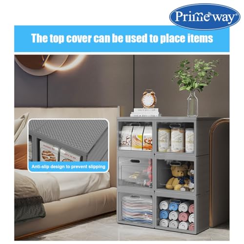 Image of Primeway PP Non Woven Fabric Collapsible Cabibox with Transparent Door | Stackable Storage Bins | Folding Closet Organizers | Home Office use | 36 Ltr | 30x40x30cm | Large | 1 Unit Box