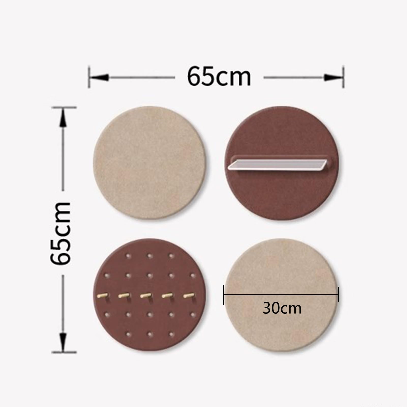 4 Szt. Okrągła Filcowa Tablica Ogłoszeniowa, Z Haczykami I Półką Do Przechowywania, Dekoracyjna Filcowa Tablica Korkowa, Do Dekoracji Ściennych, Notatek, Zdjęć, Czerwono-brązowa