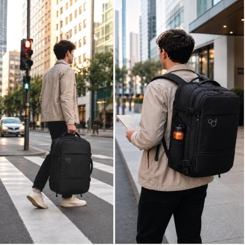 OcioDual Sac à dos Cabine Avion 55x40x20 cm, Bagage à main Extensible a 55x40x25 cm, Valise Cabine Homme Femme, Compartiment Ordinateur Portable 17 pouces, Noir – vue 2