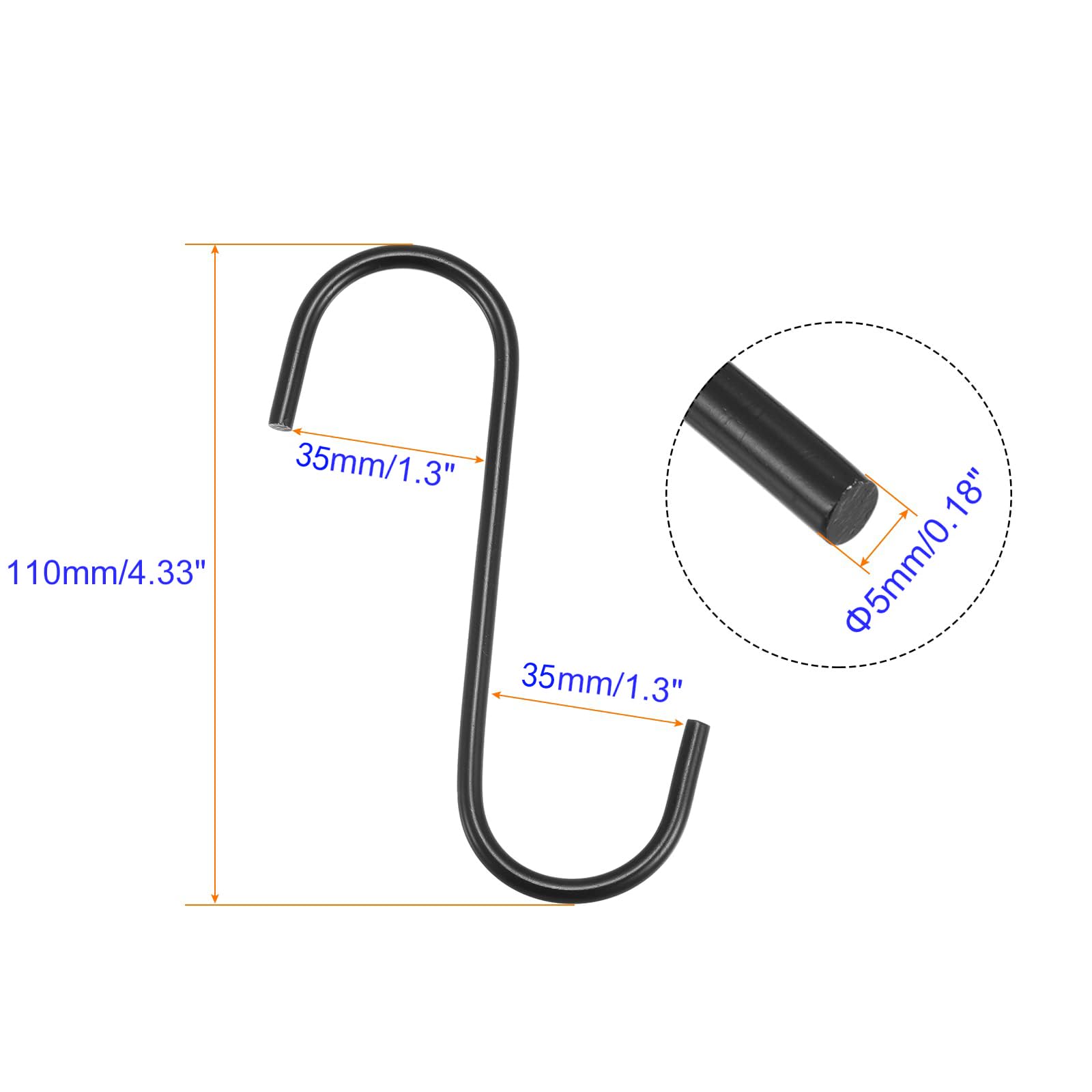 Unifizz S Hooks 4inch/110mm Extra Long Heavy Duty Metal Hanging Hooks - Image 2