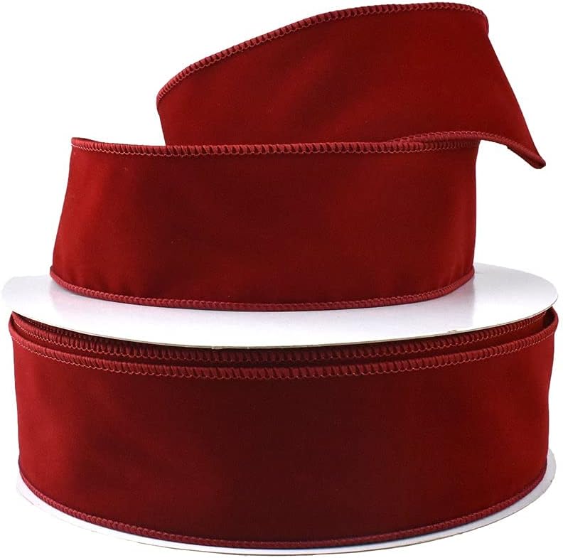 Homeford Christmas Velvet Wired Edge Ribbon, 2-1/2-Inch, 50-Yard - Scarlet
