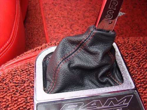 RedlineGoods Shift Boot Compatible with Chevrolet Corvette C2 1963-67. Tailor Made - not Universal. Genuine top-Grade Italian Black Perforated Leather with Silver Thread