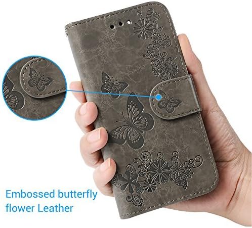Compatible with iPhone 7 Case, iPhone 8 Wallet Case PU Embossed Butterfly Flower Leather Detachable Wallet with Card Holder and ID Slot Cover for iPhone 7 & iPhone 8 4.7 inch (Natural)