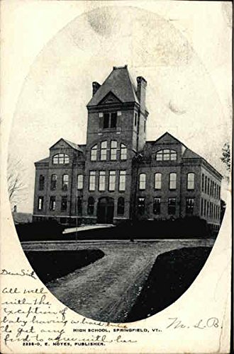 High School Springfield, Vermont VT Original Antique Postcard
