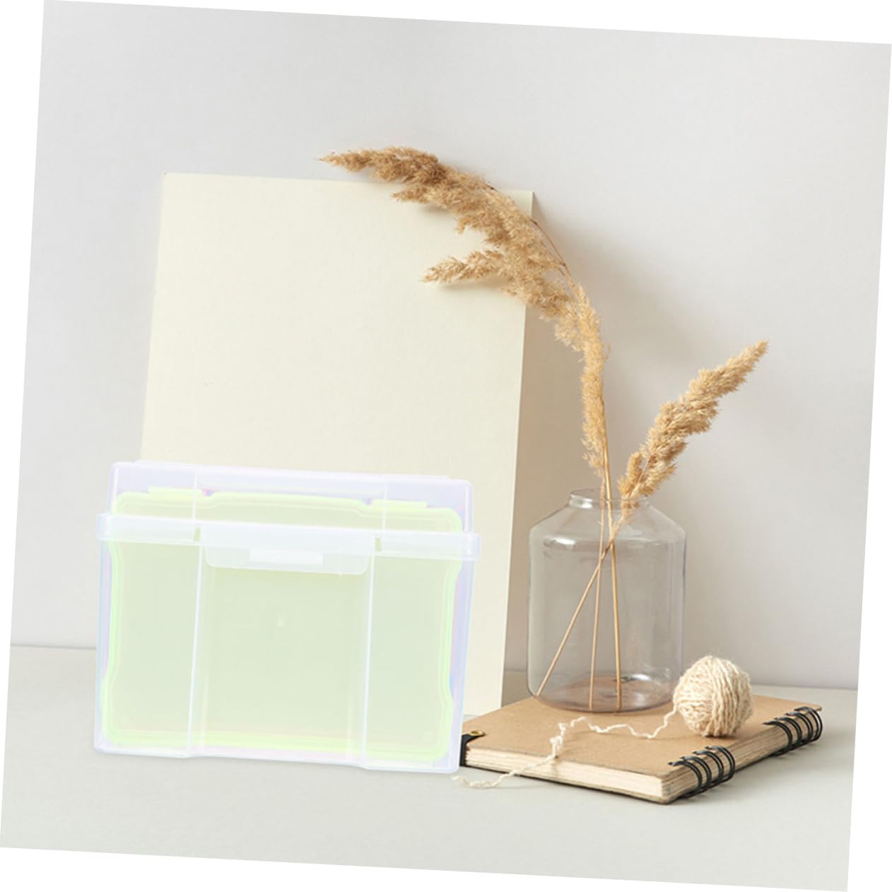 OSOLADY Photo Storage Case Compact 4x6 Picture Organizer Bin Lids Plastic for Desktop Craft and Office