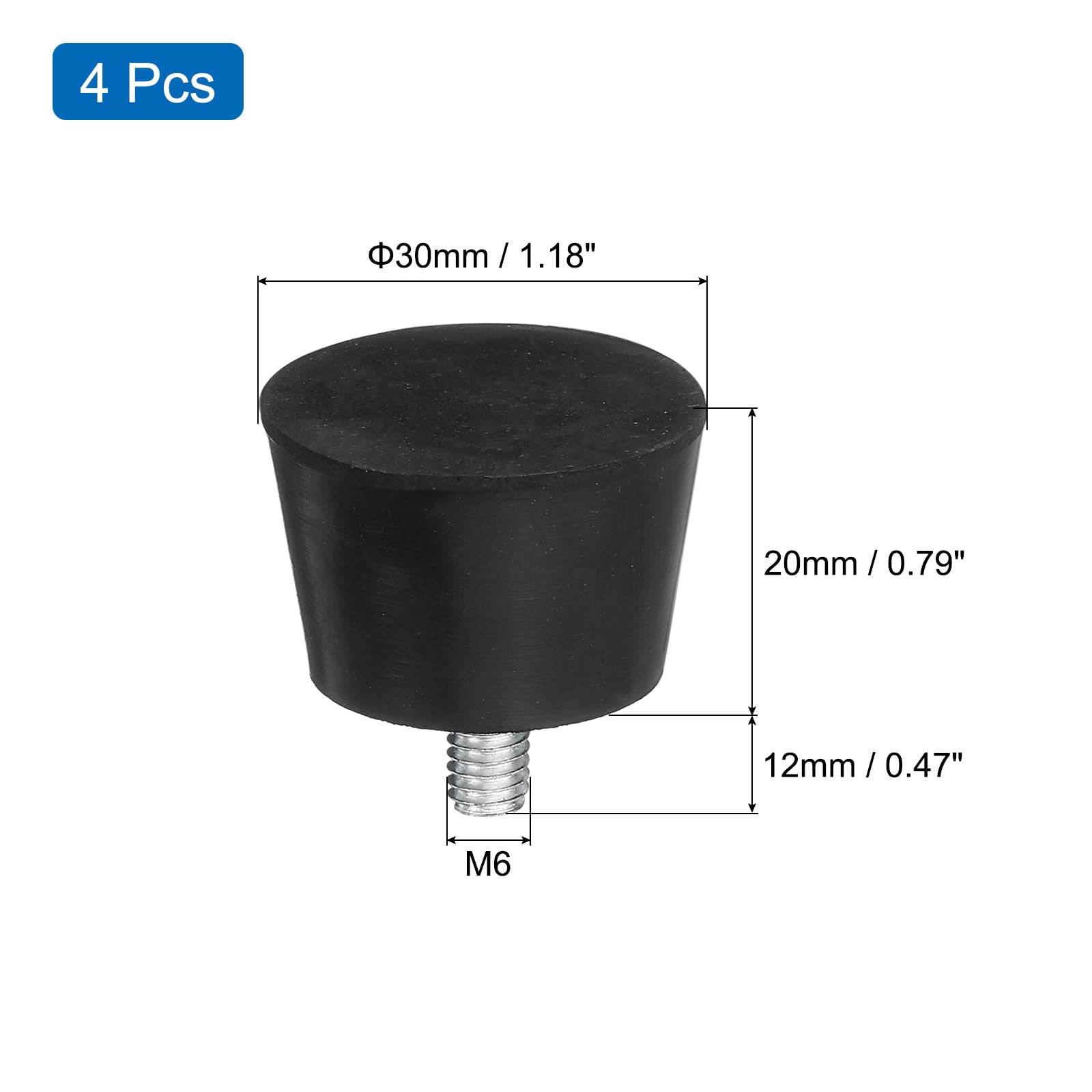 QUARKZMAN 4 gumowe stożkowe izolatory wibracyjne, montaż amortyzatorów, 3,5 cm x 0,79", gumowe nóżki ze śrubami M6 x 12 mm, do sprężarek powietrza, silników garażowych, silników diesla, kolor czarny
