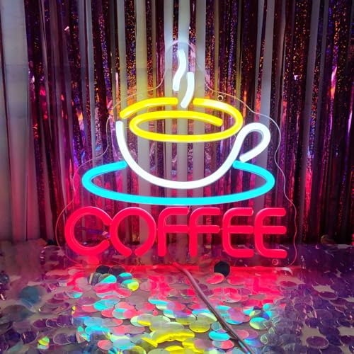 Image of Coffee Sign Coffee Neon Sign Coffee LED Sign, Coffee Bar Neon Sign But First Coffee Neon Sign Coffee Bar Decor for Coffee Shop Home Coffee Lovers Art Wall Decor, 10.2 inch x 9.7 inch