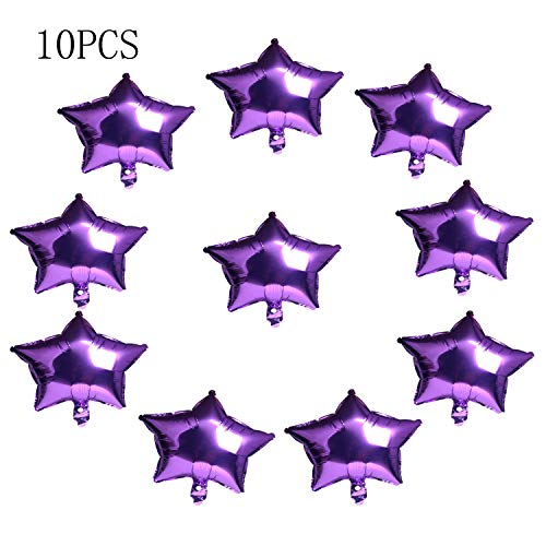 Image of 10pcs Star Shape Foil Mylar Balloons,18 Inch Balloon for Wedding Birthday Party Baby Shower Decoration (purple)