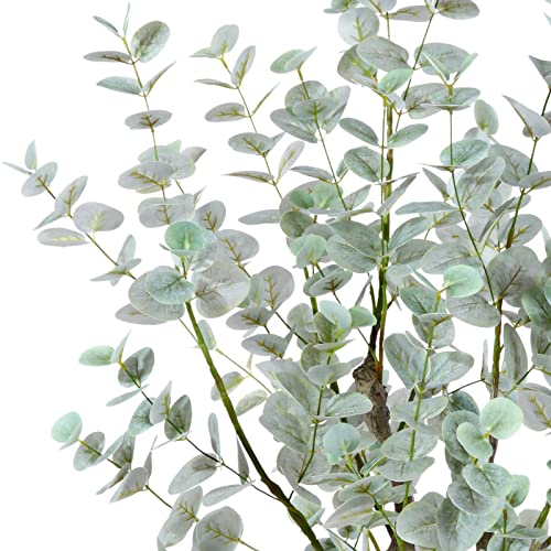 Soguyi 6Ft Artificial Eucalyptus Tree, Fake Eucalyptus Tree With White Silver Dollar Leaves, Silk Faux Eucalyptus Tree With Plastic Nursery Pot, Artificial Plants For Home Office Indoor Decor,1 Pack #TOP1