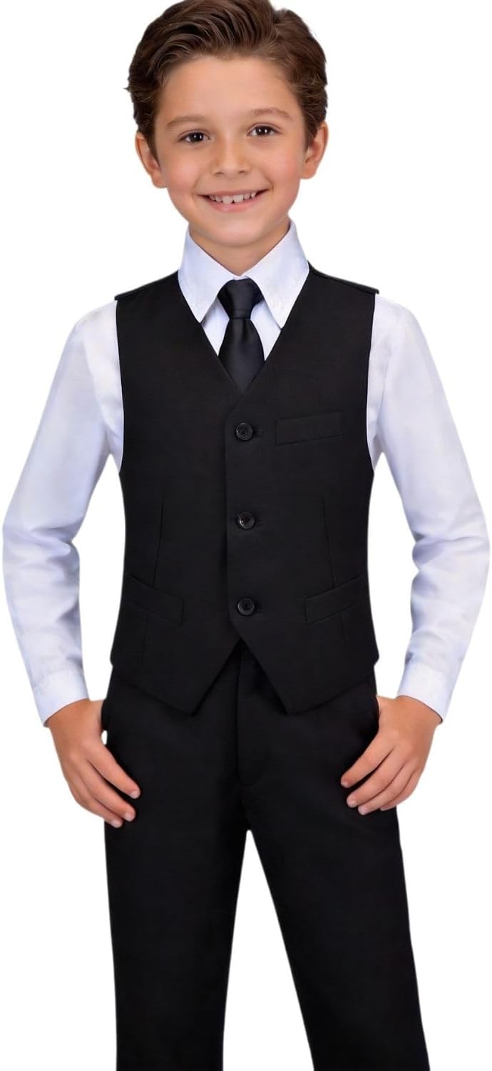 Boys Formal Suit Slim Fit Dress Clothes Ring Bearer Outfit Tuxedo Suits,Adjustable Waist
