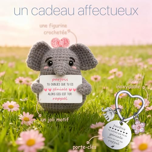 Farbeele Cadeaux pour Femme, Éléphant avec Porte-bonheur Porte-clés – vue 2