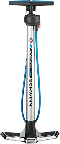 Miniatura 13 de Schwinn Bomba de bicicleta básica y de aire central, hasta 120 PSI máximo, doble cabezal se adapta a los tipos de válvulas Schrader y Presta, diseño