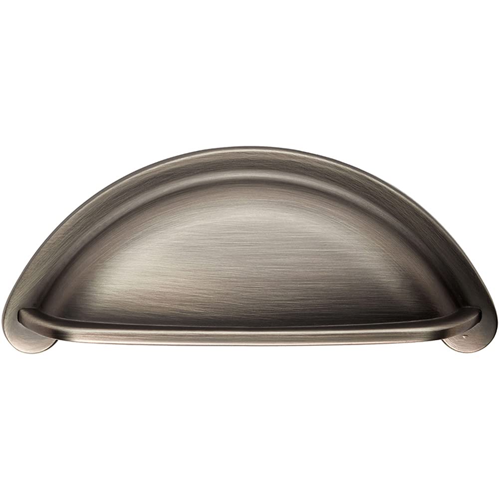 Cabinet Cup Pull Handle - 94 x 41.5mm - 76mm Fixing Centres - Gun Metal | Pull Handle for Lightweight Internal Cupboard Doors - Metal Cabinet Cup Pull Handle - Kitchen Drawers