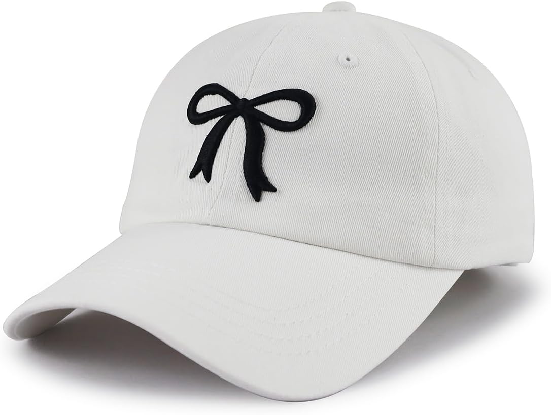 Cute Bow Hats for Women, Adjustable 3D Embroidered Bow-Tie Baseball Cap - Image 2