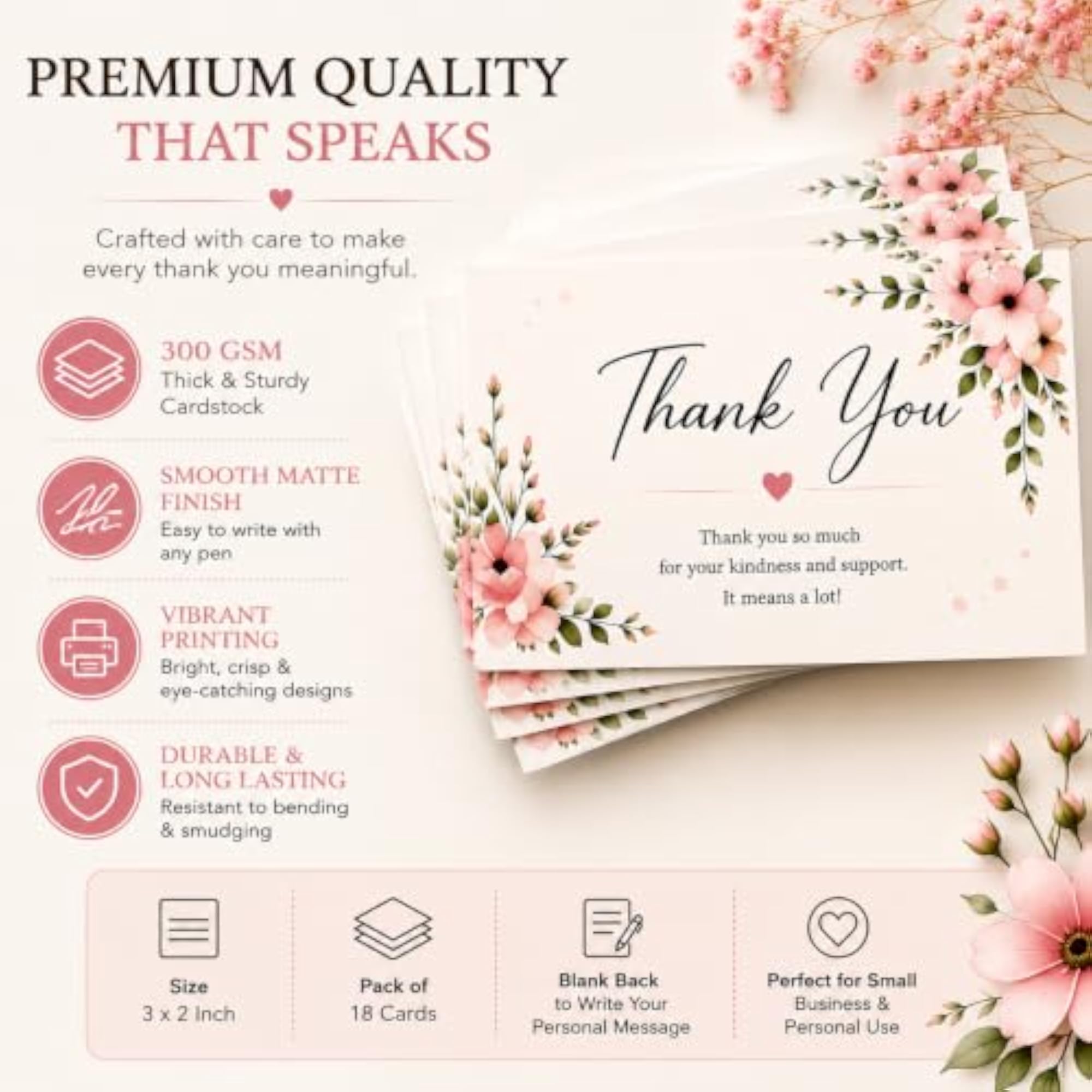 Thank You Cards for Packing and Gift Cards Set