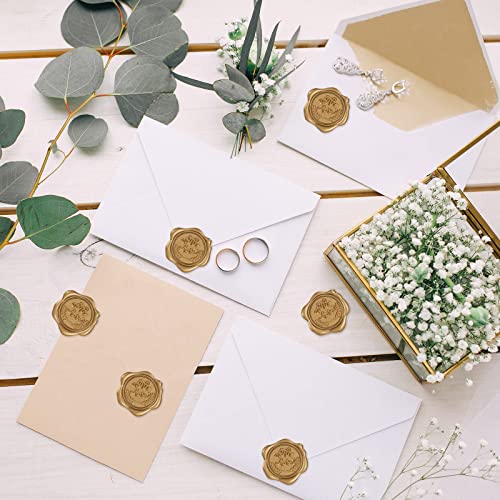 Whaline 50Pcs Wax Seal Stickers With Love Envelope Seal Stickers 3D Bronze Self-Adhesive Embossed Stickers For Wedding Anniversary Greeting Invitation Cards Snail Mails Wine Packages Gift Decor #TOP6