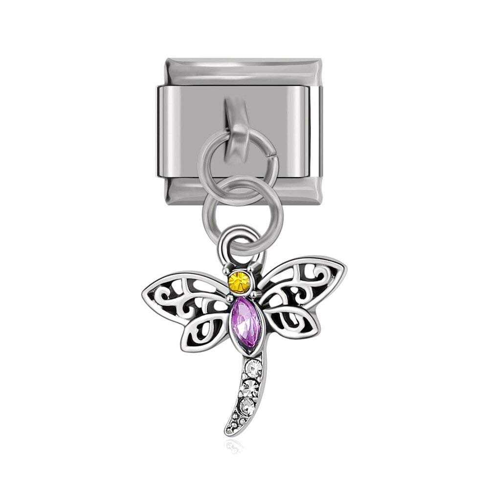 Dragonfly Dangle Charm fits all classic 9mm Italian Style Charm Bracelet - UK stock