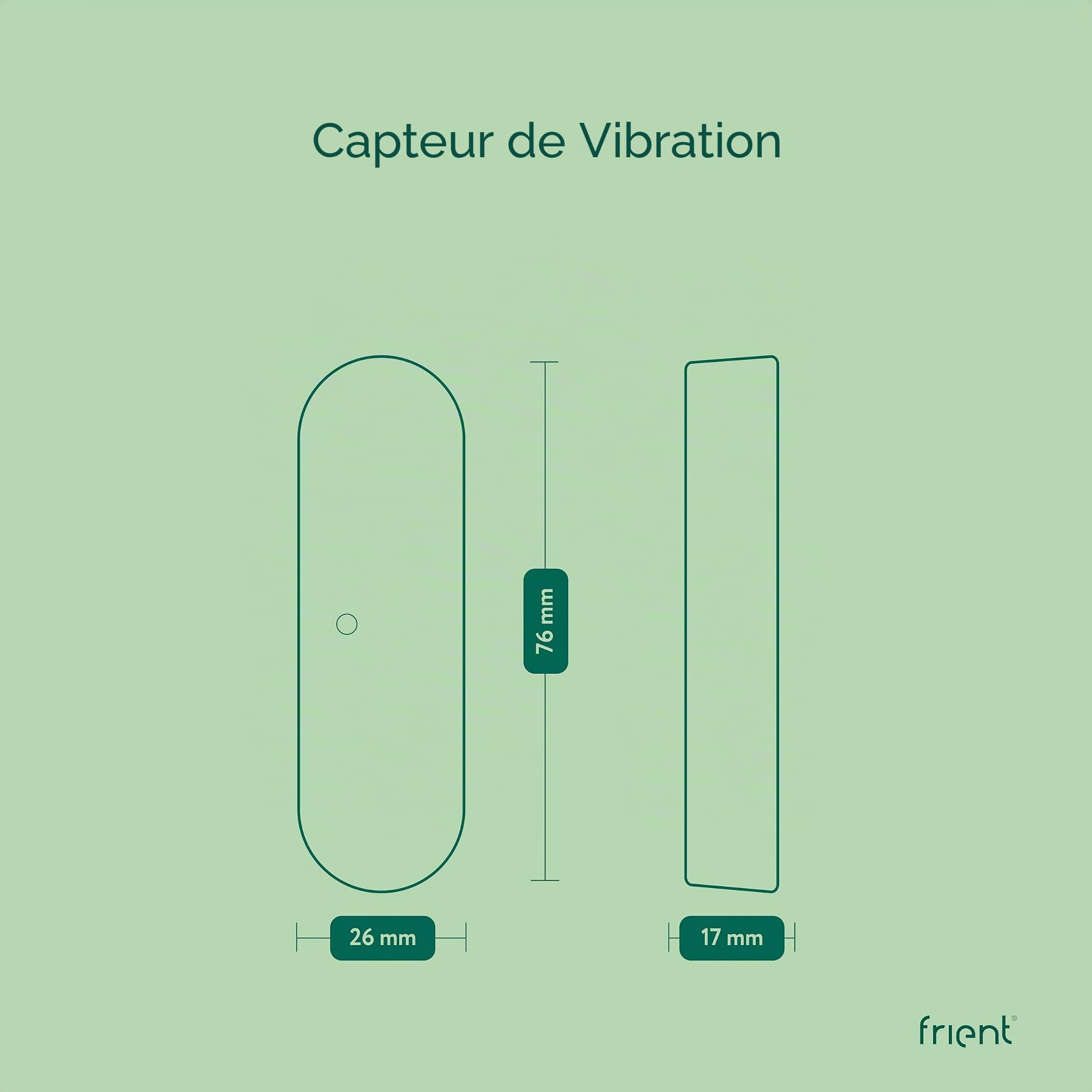 frient Capteur de Vibration - Détecteur d'Inclinaison & Température Zigbee | Compatible avec Homey et SmartThings, cet accéléromètre 3 axes offre 15 niveaux de sensibilité pour protéger vos fenêtres.