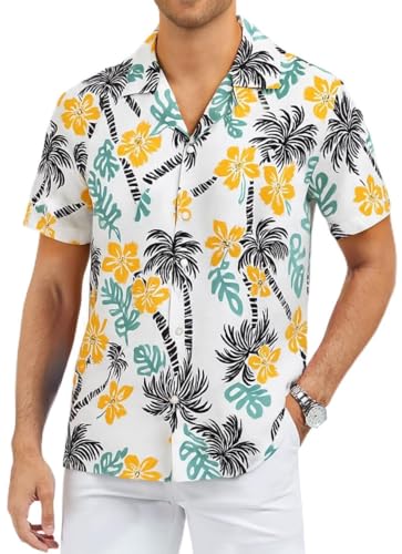 ASTRYON Chemise Hawaïenne Homme Manches Courtes Imprimé Tropical Léger Chemise Décontractée d'Été pour Plage et Vacances