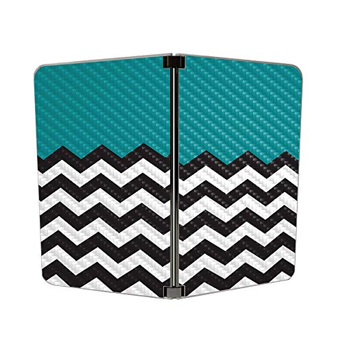 Image of MIGHTY SKINS MightySkins Carbon Fiber Skin for Microsoft Surface Duo - Teal Chevron | Protective, Durable Textured Carbon Fiber Finish | Easy to Apply, Remove, and Change Styles | Made in The USA
