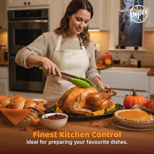 image for Popco 3-Piece Kitchen Tongs Set – Stainless Steel Heat Resistant Sil