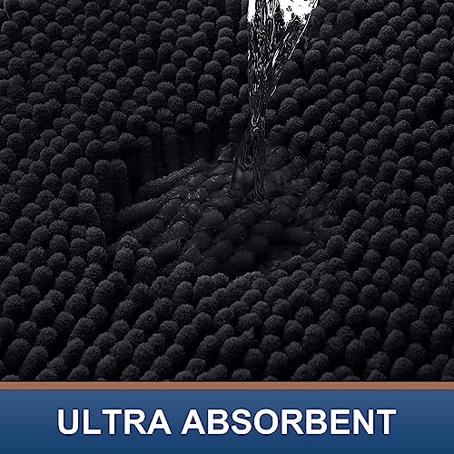 Tapis de bain Homaxy noir 60x90 cm absorbant en microfibres chenille