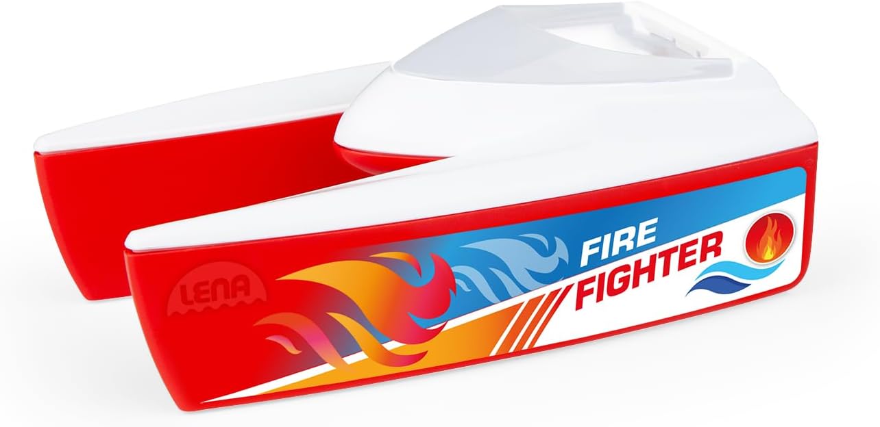 Lena 04714 Boaties Fire Boat Catamaran Style Approx. 17 cm Suitable for Bathtub, Indoor and Outdoor Use for Children from 2 Years