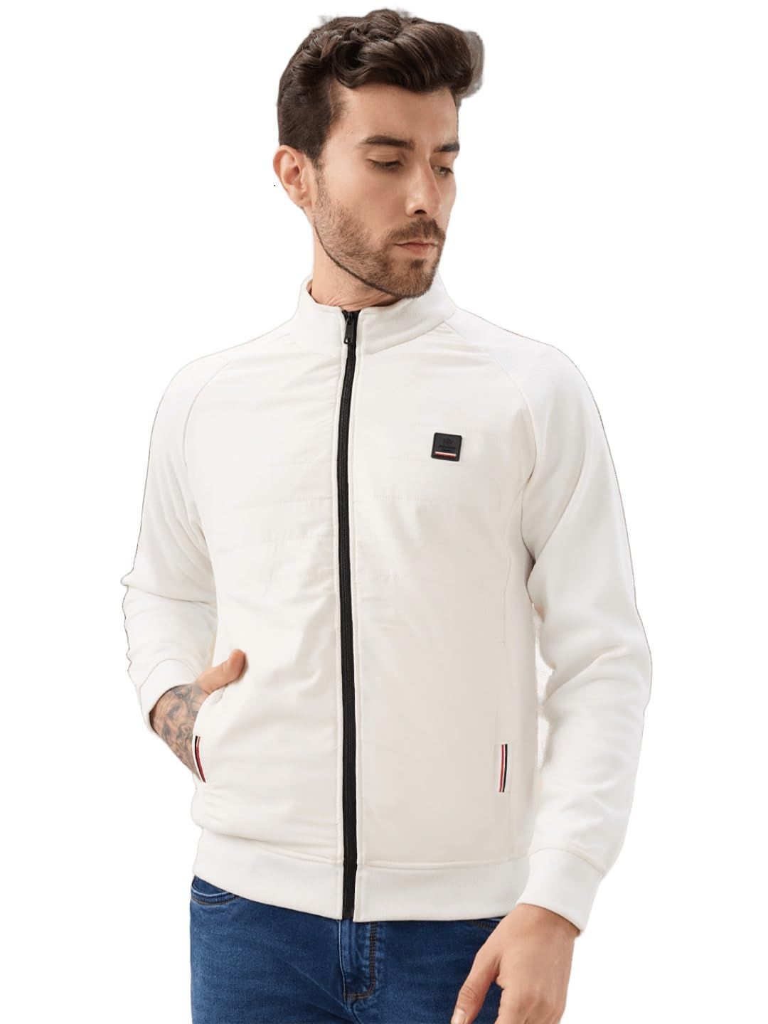 status quo Men's Solid Zip-Front Fleece Sweatshirt with Mock Collar-picture-29