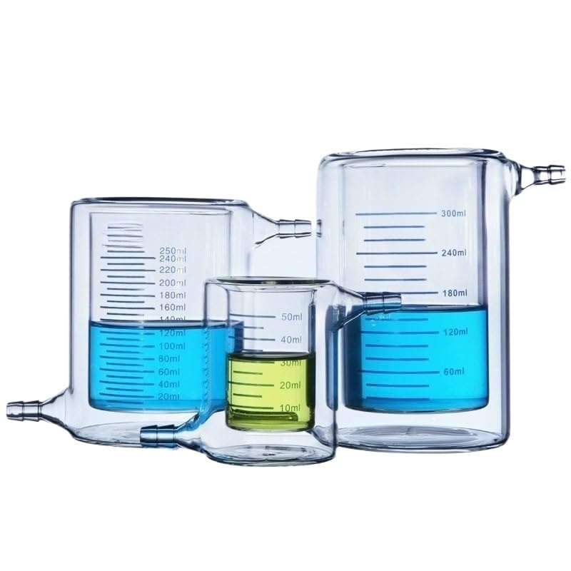 Matraz de vidrio de alto contenido en borosilicato Vaso de precipitados con camisa de doble pared de vidrio de borosilicato Graduaciones de laboratorio de 50-1000 ml(500ml)