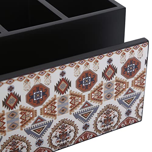 Image of Reinvention Factory Wooden Cutlery Holder I Countertop Organizer - Spoon Fork Knife Napkin Tissue Paper I Desk Supplies Pencil Pen Stationery Stand I Home & Kitchen I Size 7 inch X 5 inch X 4 inch (Folk Ornament)