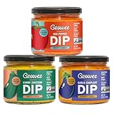Growee Vegan Dip Pack – Plant-Based Queso & Hummus Alternative, Nut-Free Mayo & Dressing Substitute – Dairy-Free & Gluten-Free – 3 Flavor Variety: Red Pepper, Garlic Eggplant, Curry Zucchini