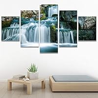 SIGNWIN 5 Panel Canvas Wall Art Forest Rivers for Home Decorations Ready to Hang - 60