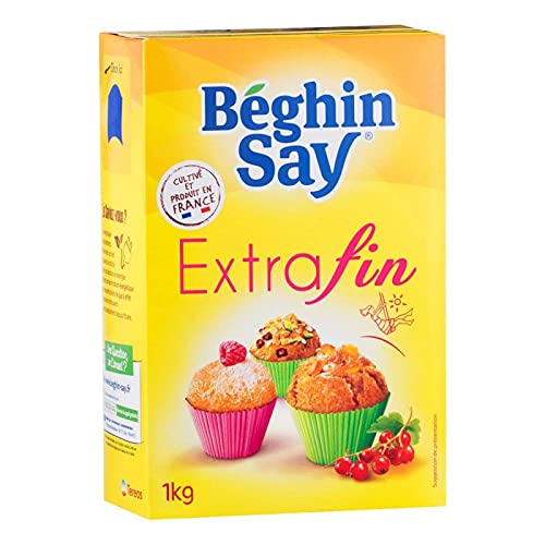 BEGHIN SAY - Poudre L'Extra Fin pour une saveur sucrée parfaite - Format économique de 1 Kg pour plus de plaisir dans votre cuisine. - Le Lot De 4